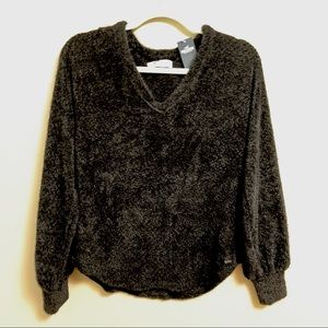Hollister black fuzzy v-neck sweater